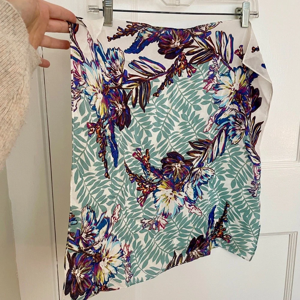 Colorful‎ Floral Print Square Scarf Silk Blend Neckerchief Accessory
